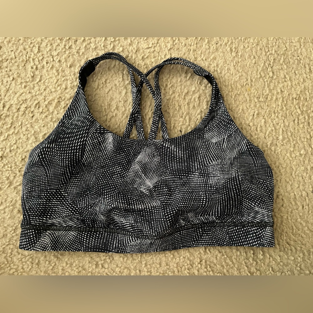 🍋 EUC Lululemon Energy Bra *Medium in Velocity Mesh Island Mist Black - 10